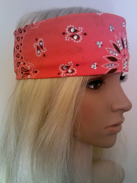 Orange Bandana with Clear Swarovski Crystals