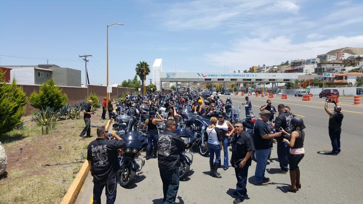 Rosarito beach Mexico charity ride bound via toll road near playas de Tijuana 