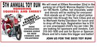 5th Annual Toy Run Honoring Squirrel & Sherry