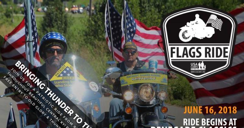 Flags Ride For USA Cares and Old Glory and Thunder Festival