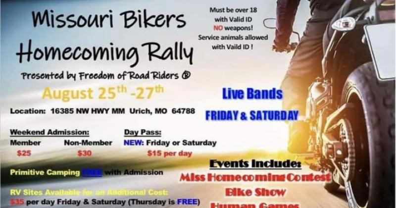 Missouri Bikers Homecoming sponsored by Freedom of Road Riders