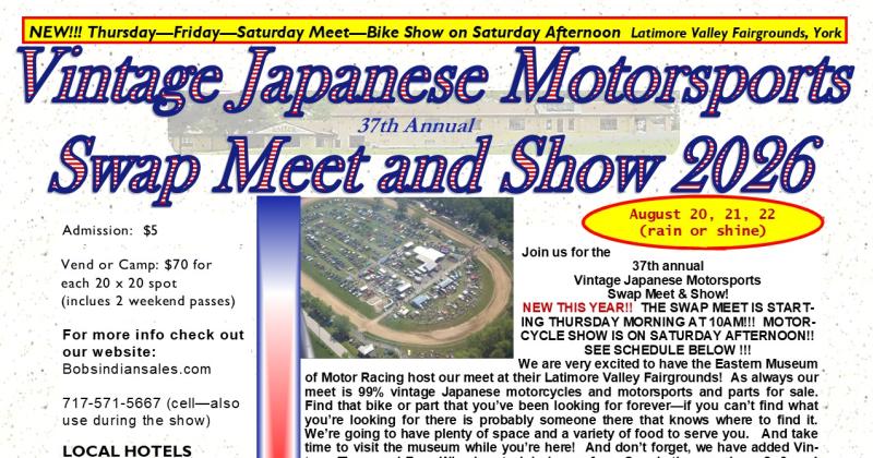 37th Annual Vintage Japanese Motorsports Swap Meet & Show