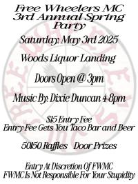 FREE WHEELERS MC 3rd Annual Spring Party