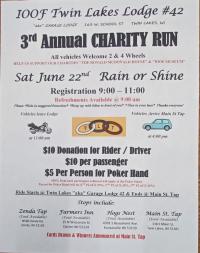 3rd Annual IOOF Twin Lakes Lodge #42 Charity Run