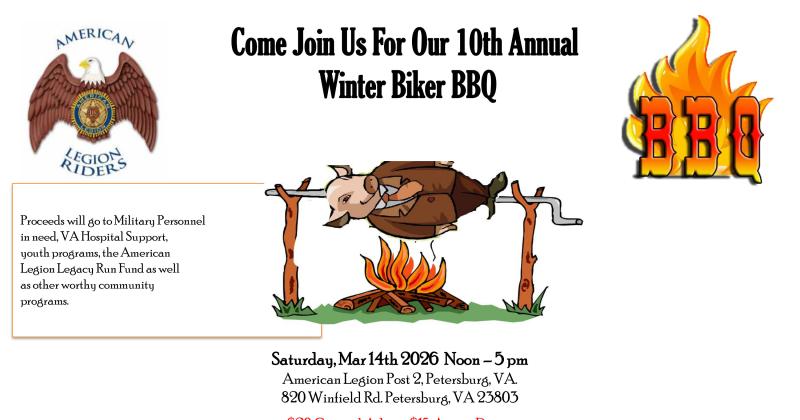 American Legion  Rides 10th Annual   Winter Biker BBQ